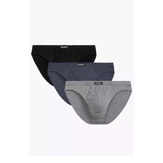 3-pack slipy męskie w 3 kolorach 100% bawełna 3BMP-322, Kolor szary melanż, Rozmiar M, ATLANTIC ze sklepu Intymna w kategorii Majtki męskie - zdjęcie 184111797