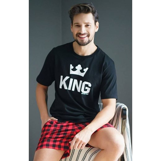 Męska piżama King krótki rękaw PMB.9952, Kolor czarny, Rozmiar S, Doctor Nap ze sklepu Intymna w kategorii Piżamy męskie - zdjęcie 184117818