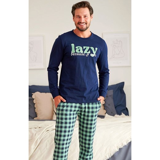 Doctor Nap piżama męska ze spodniami w kratę PMB.5259, Kolor niebiesko-zielony, Rozmiar 2XL, Doctor Nap ze sklepu Intymna w kategorii Piżamy męskie - zdjęcie 184118106