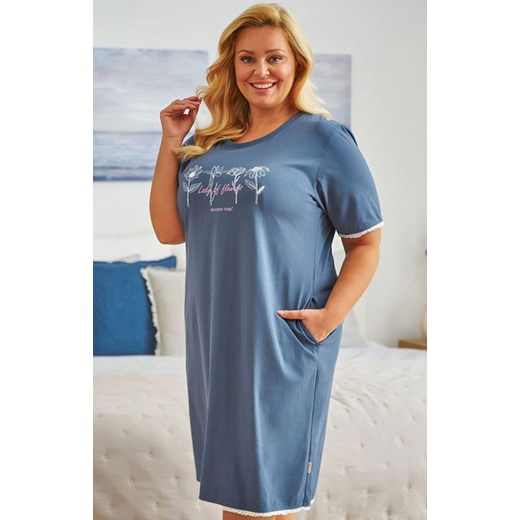 Doctor Nap niebieska koszula nocna plus size TB.5366, Kolor niebieski, Rozmiar L, Doctor Nap ze sklepu Intymna w kategorii Koszule nocne - zdjęcie 184118236