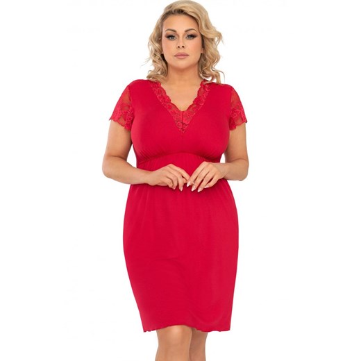 Koszulka nocna w kolorze malinowym Estera plus size, Kolor malinowy, Rozmiar 4XL, Donna ze sklepu Intymna w kategorii Koszule nocne - zdjęcie 184118606