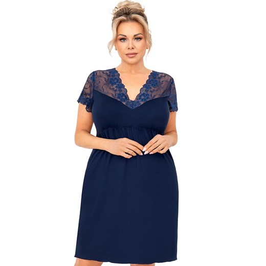 Damska koszula nocna plus size granatowa Livia, Kolor granatowy, Rozmiar 3XL, Donna ze sklepu Intymna w kategorii Koszule nocne - zdjęcie 184118728