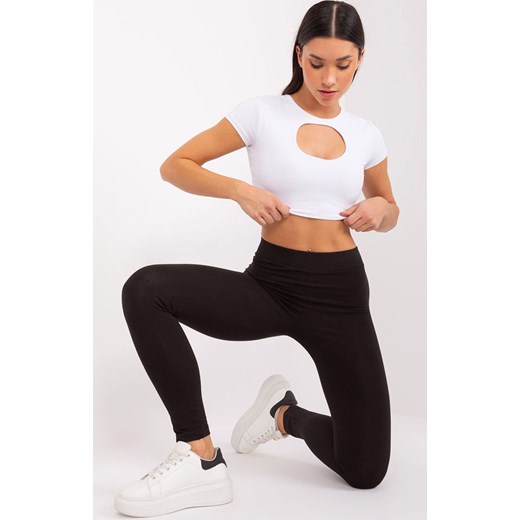Czarne legginsy z wysokim stanem LO-LG-LK-546.32, Kolor czarny, Rozmiar S, Rue Paris ze sklepu Intymna w kategorii Spodnie damskie - zdjęcie 184123215