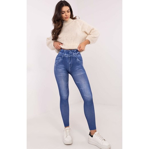 Niebieskie legginsy z imitacją jeansu NM-LG-NOU012.21, Kolor niebieski, Rozmiar S/M, Trendy.ING ze sklepu Intymna w kategorii Spodnie damskie - zdjęcie 184123247