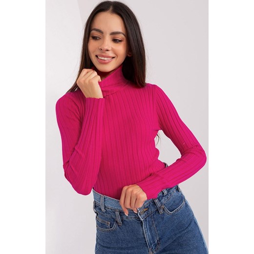 Sweter z golfem fuksja PM-SW-1087.09, Kolor fuksja, Rozmiar S/M, P-M ze sklepu Intymna w kategorii Swetry damskie - zdjęcie 184123279