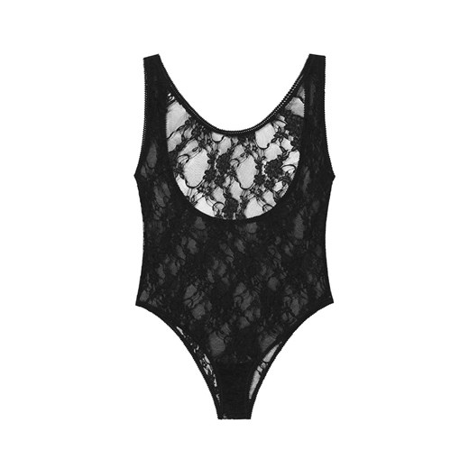 Body koronkowe czarne w kwiatowy wzór Emma, Kolor czarny, Rozmiar S/M, Fiore ze sklepu Intymna w kategorii Body damskie - zdjęcie 184123489