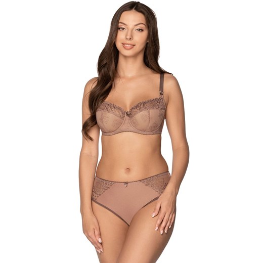Brązowy biustonosz semi-soft z haftem Elena Art. 1107, Kolor brązowy, Rozmiar 80B, Gaia ze sklepu Intymna w kategorii Biustonosze - zdjęcie 184124649