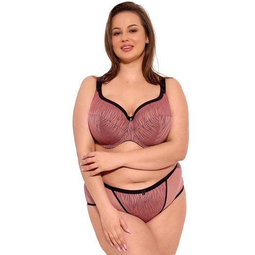 Gaia biustonosz półusztywniany semi-soft Lise Maxi Art.1259, Kolor morelowo-czarny, Rozmiar 100E, Gaia ze sklepu Intymna w kategorii Biustonosze - zdjęcie 184124838