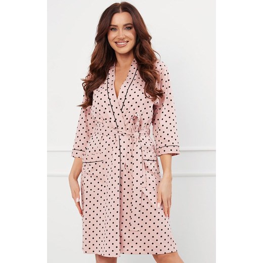 Szlafrok damski z rękawem 3/4 Bonilla, Kolor różowy-wzór, Rozmiar S, Italian Fashion ze sklepu Intymna w kategorii Szlafroki damskie - zdjęcie 184127806