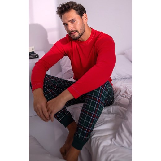 Piżama męska z długi rękawem i długimi spodniami czerwona Fogo, Kolor czerwono-zielony, Rozmiar M, Italian Fashion ze sklepu Intymna w kategorii Piżamy męskie - zdjęcie 184128338