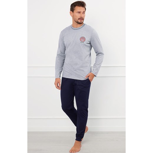 Piżama męska szaro granatowa z długi rękawem Greg, Kolor szaro-granatowy, Rozmiar 2XL, Italian Fashion ze sklepu Intymna w kategorii Piżamy męskie - zdjęcie 184128489