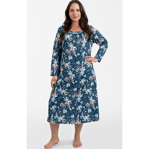Koszula nocna damska na długi rękaw Hariet, Kolor niebiesko-biały, Rozmiar L, Italian Fashion ze sklepu Intymna w kategorii Koszule nocne - zdjęcie 184128506