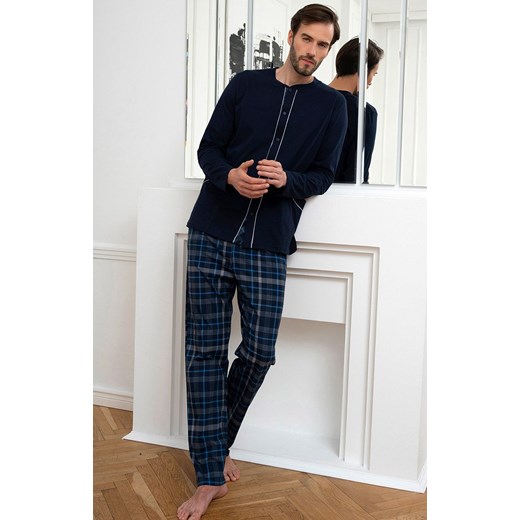Bawełniana piżama męska Jakub, Kolor granatowy-wzór, Rozmiar 2XL, Italian Fashion ze sklepu Intymna w kategorii Piżamy męskie - zdjęcie 184128665