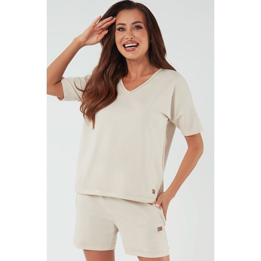 Bluzka damska z krótkim rękawem beżowa Madri, Kolor beżowy, Rozmiar M, Italian Fashion ze sklepu Intymna w kategorii Bluzki damskie - zdjęcie 184128987