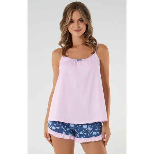 Piżama damska na wąskie ramiączko różowa Tulip, Kolor różowo-niebieski, Rozmiar XL, Italian Fashion ze sklepu Intymna w kategorii Piżamy damskie - zdjęcie 184129936