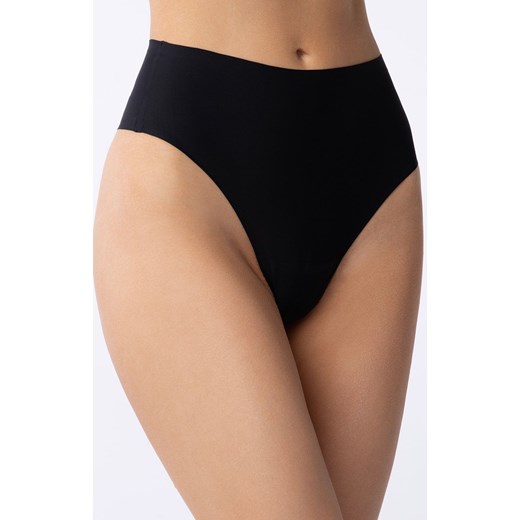 Stringi damskie z wysokim stanem czarne String Maxi Simple, Kolor czarny, Rozmiar L, Julimex ze sklepu Intymna w kategorii Majtki damskie - zdjęcie 184131057