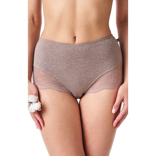 Key 2-pak cappucino klasyczne majtki z podwyższonym stanem i koronką LPF 111 CP, Key 3XL Intymna