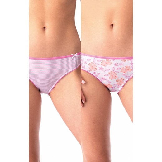 2-pack kolorowe bawełniane majtki damskie LPR 599, Kolor różowy-wzór, Rozmiar S, Key ze sklepu Intymna w kategorii Majtki dziecięce - zdjęcie 184131257