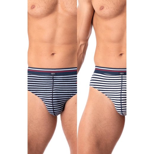 2-pack wakacyjne bawełniane slipy męskie MPP 338, Kolor granatowy-wzór, Rozmiar M, Key ze sklepu Intymna w kategorii Majtki męskie - zdjęcie 184131316