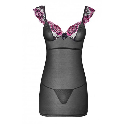 Damska koszulka nocna i stirngi Kinge LC 99187, Kolor czarno-różowy, Rozmiar L/XL, LivCo Corsetti Fashion ze sklepu Intymna w kategorii Koszule nocne - zdjęcie 184133407