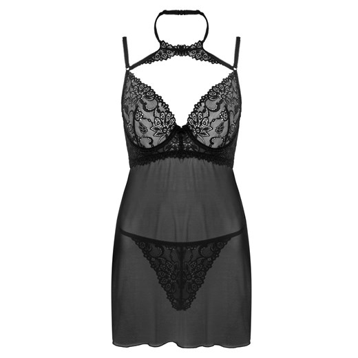 Czarna koszulka i stringi Binella z koronkowymi miseczkami, Kolor czarny, Rozmiar S/M, LivCo Corsetti Fashion ze sklepu Intymna w kategorii Koszule nocne - zdjęcie 184133457