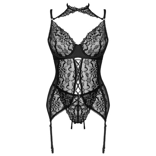 Czarny koronkowy gorset i stringi Giellandra, Kolor czarny, Rozmiar S/M, LivCo Corsetti Fashion ze sklepu Intymna w kategorii Komplety bielizny damskiej - zdjęcie 184133577