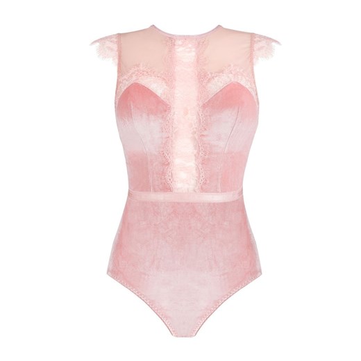Welurowe body damskie z koronką Jadore, Kolor róż pudrowy, Rozmiar S/M, LivCo Corsetti Fashion ze sklepu Intymna w kategorii Body damskie - zdjęcie 184133597