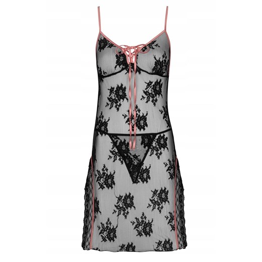 Karonin czarna przejrzysta koszulka i stringi, Kolor czarny, Rozmiar S/M, LivCo Corsetti Fashion ze sklepu Intymna w kategorii Koszule nocne - zdjęcie 184133608
