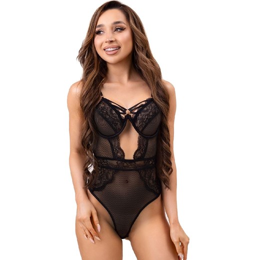 Czarne body z dodatkiem koronki Paula, Kolor czarny, Rozmiar S/M, LivCo Corsetti Fashion ze sklepu Intymna w kategorii Body damskie - zdjęcie 184133769