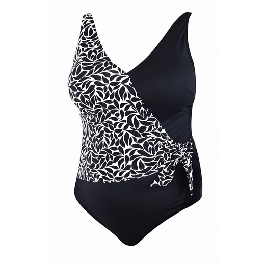 Jednoczęściowy strój kąpielowy wiązany po boku Plus Size L4615/5, Kolor czarno-biały, Rozmiar 40C, Lorin ze sklepu Intymna w kategorii Stroje kąpielowe - zdjęcie 184134336