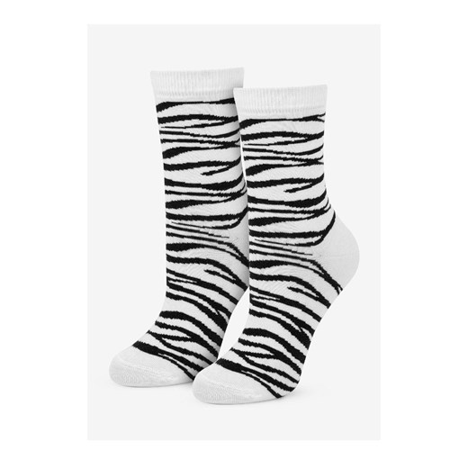 Marilyn Skarpetki damskie bawełniane w stylowy wzór zebry Zebra, Kolor biało-czarny, Rozmiar 36-40, Marilyn ze sklepu Intymna w kategorii Skarpetki damskie - zdjęcie 184135396
