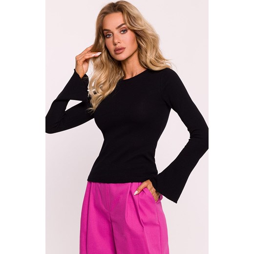 Bluzka damska z długimi poszerzonymi rękawami czarna M806, Kolor czarny, Rozmiar 2XL/3XL, MOE ze sklepu Intymna w kategorii Bluzki damskie - zdjęcie 184138308