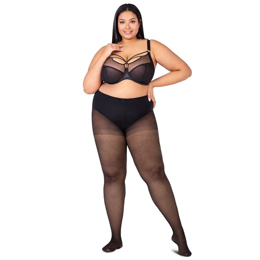 Rajstopy plus size damskie we wzory Allure 30 den, Kolor czarny (onyx), Rozmiar 5, Mona Queen Size ze sklepu Intymna w kategorii Rajstopy - zdjęcie 184139118