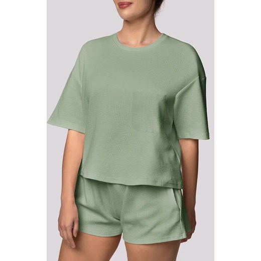 Mona bawełniana piżama damska pistacjowa Cozy Short Sleeve, Kolor pistacjowy, Rozmiar S, Mona ze sklepu Intymna w kategorii Piżamy damskie - zdjęcie 184139179