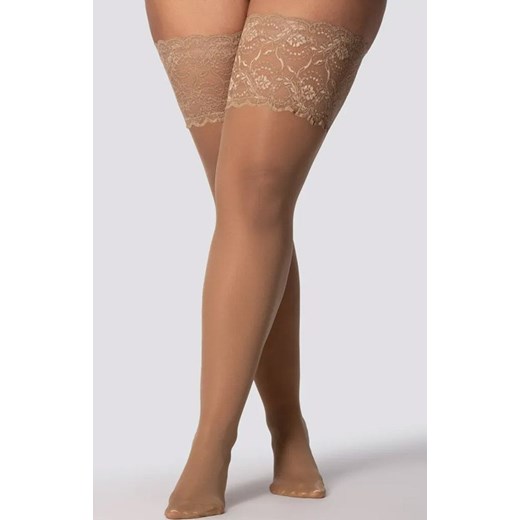 Pończochy samonośne plus size beżowe Divine 30 DEN, Kolor beżowy (jasper), Rozmiar 7/8, Mona Queen Size ze sklepu Intymna w kategorii Pończochy - zdjęcie 184139209