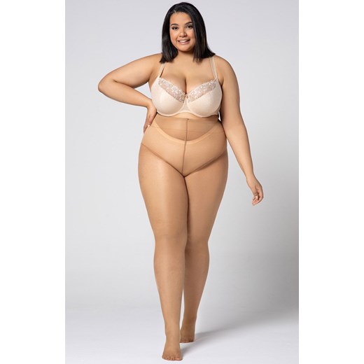 Gładkie rajstopy plus size damskie Hip-notic bikini 20 DEN, Kolor beżowy (jasper), Rozmiar 5, Mona Queen Size ze sklepu Intymna w kategorii Rajstopy - zdjęcie 184139235