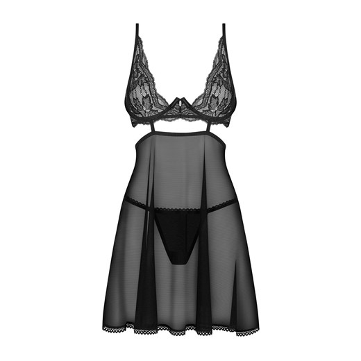 Obsessive koszulka babydoll i stringi Nutris, Kolor czarny, Rozmiar XS/S, Obsessive ze sklepu Intymna w kategorii Koszule nocne - zdjęcie 184142455