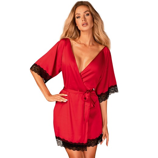 Obsessive Sensuelia robe szlafrok, Kolor czerwony, Rozmiar S/M, Obsessive ze sklepu Intymna w kategorii Szlafroki damskie - zdjęcie 184142745