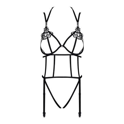 Obsessive otwarte body z paseczków Badossa, Kolor czarny, Rozmiar L/XL, Obsessive ze sklepu Intymna w kategorii Body damskie - zdjęcie 184143055