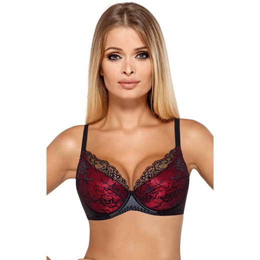 Catherine III biustonosz push-up, Kolor czarno-czerwony, Rozmiar 65C, PariPari Lingerie ze sklepu Intymna w kategorii Biustonosze - zdjęcie 184143317