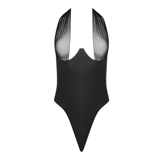 Czarne skórzane body damskie Kesmina, Kolor czarny, Rozmiar S/M, Passion ze sklepu Intymna w kategorii Body damskie - zdjęcie 184143886