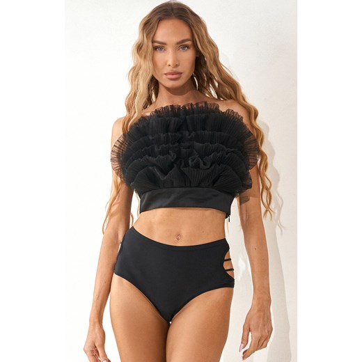 Figi z wysokim stanem i ozdobnymi wycięciami Shadow Line, Kolor czarny, Rozmiar S, PariPari Lingerie ze sklepu Intymna w kategorii Majtki damskie - zdjęcie 184148169