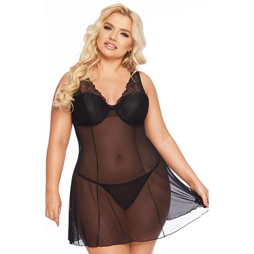 Czarna koszulka babydoll plus size Berta, Kolor czarny, Rozmiar 3XL, SoftLine Collection ze sklepu Intymna w kategorii Koszule nocne - zdjęcie 184148907