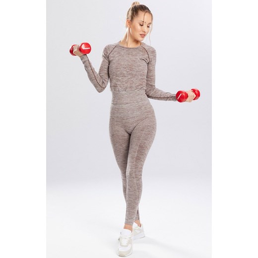 Legginsy melange sportowe w kolorze kawowym, Kolor kawowy, Rozmiar M, Spaio ze sklepu Intymna w kategorii Spodnie damskie - zdjęcie 184149175