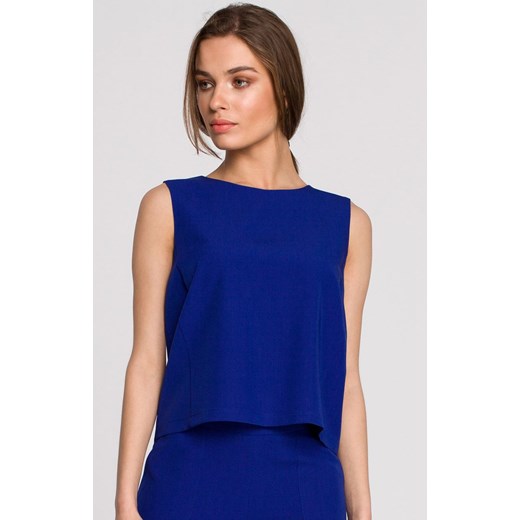 Elegancka krótka bluzka damska bez rękawów chabrowa S257, Kolor chabrowy, Rozmiar L, Stylove ze sklepu Intymna w kategorii Bluzki damskie - zdjęcie 184149299