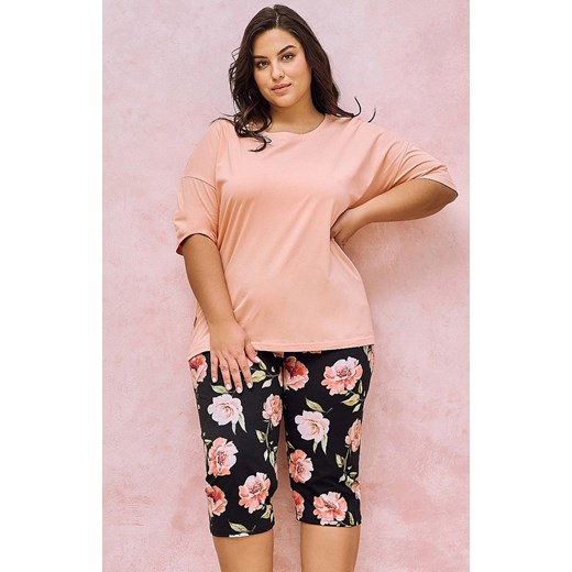 Piżama damska 3/4 plus size Margot 3161, Kolor morelowy-wzór, Rozmiar XXL, Taro ze sklepu Intymna w kategorii Piżamy damskie - zdjęcie 184149716
