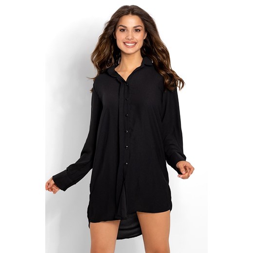 Elegancka czarna koszula nocna oversize Bella, Kolor czarny, Rozmiar S/M, Momenti per me ze sklepu Intymna w kategorii Koszule nocne - zdjęcie 184153986