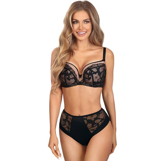 Renee B-230 wzorzysty biustonosz full-cup, Kolor czarny-wzór, Rozmiar 65F, Wies-MANN ze sklepu Intymna w kategorii Biustonosze - zdjęcie 184154557