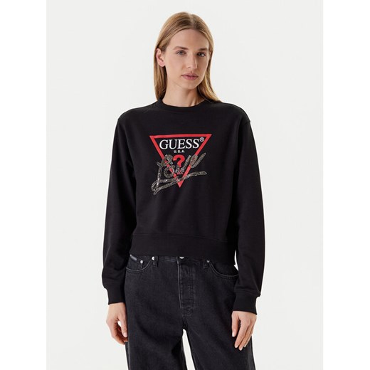 Guess Bluza W5YQ06 KB681 Czarny Regular Fit ze sklepu MODIVO w kategorii Bluzy damskie - zdjęcie 184155399