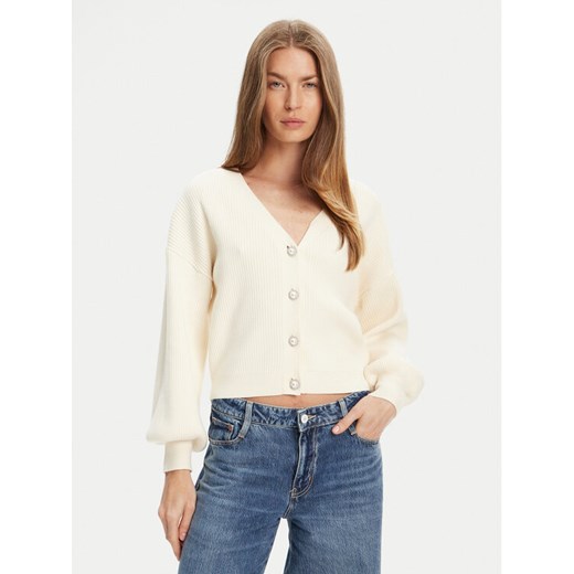 Guess Kardigan W5YR07 Z2ZK2 Écru Relaxed Fit ze sklepu MODIVO w kategorii Swetry damskie - zdjęcie 184155505